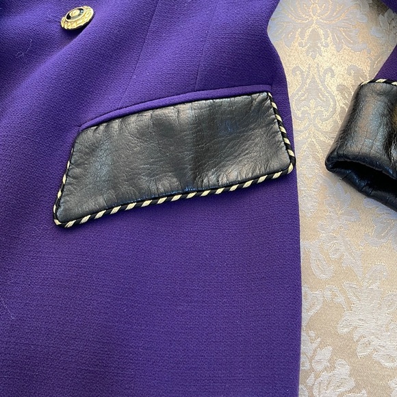 Bestini Paris vintage wool blazer with faux leather accents made in France - Picture 7 of 16